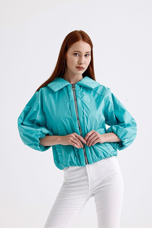 Kadın Mint Bomber Şişme Mont - 4