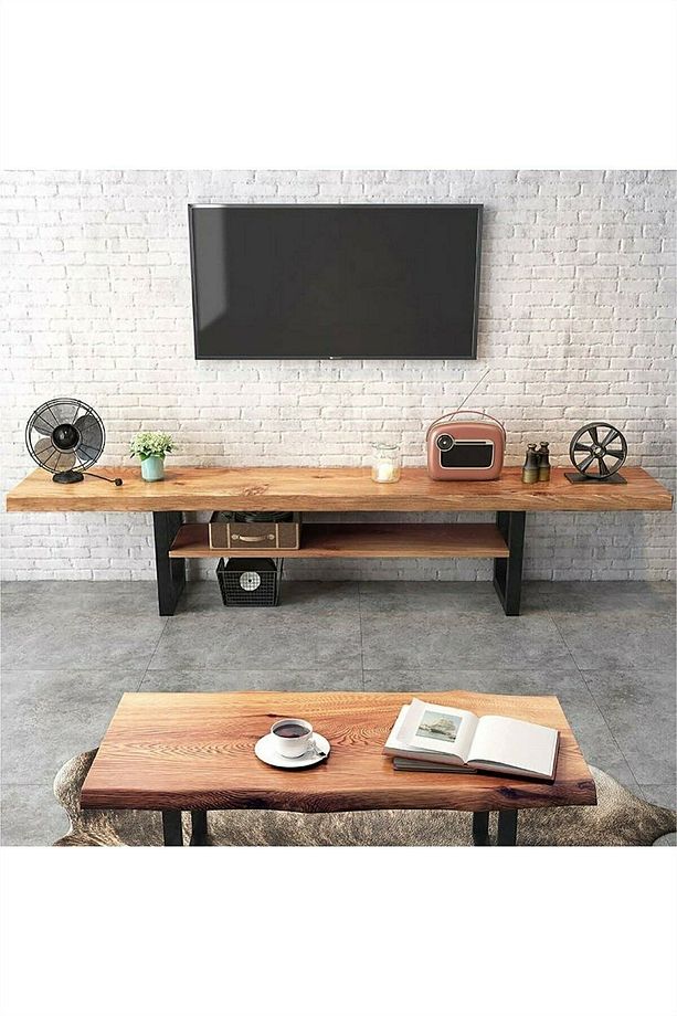 Umutpark Metal Ayaklı Masif Ahşap Çam Tv Ünitesi. - 3
