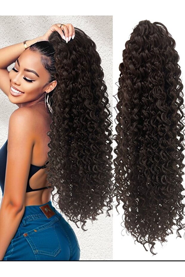 Dark Brown Curly Clip-In Ponytail Hairpiece