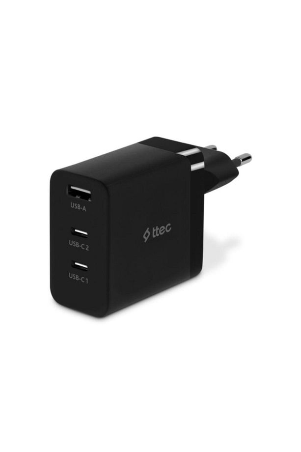 Süper Hızlı Gan 65w 2x Pd Type C Ve 1x Usb Girişli Şarj Aleti, Akım Ve Isı Korumalı Şarj Adaptö - 1