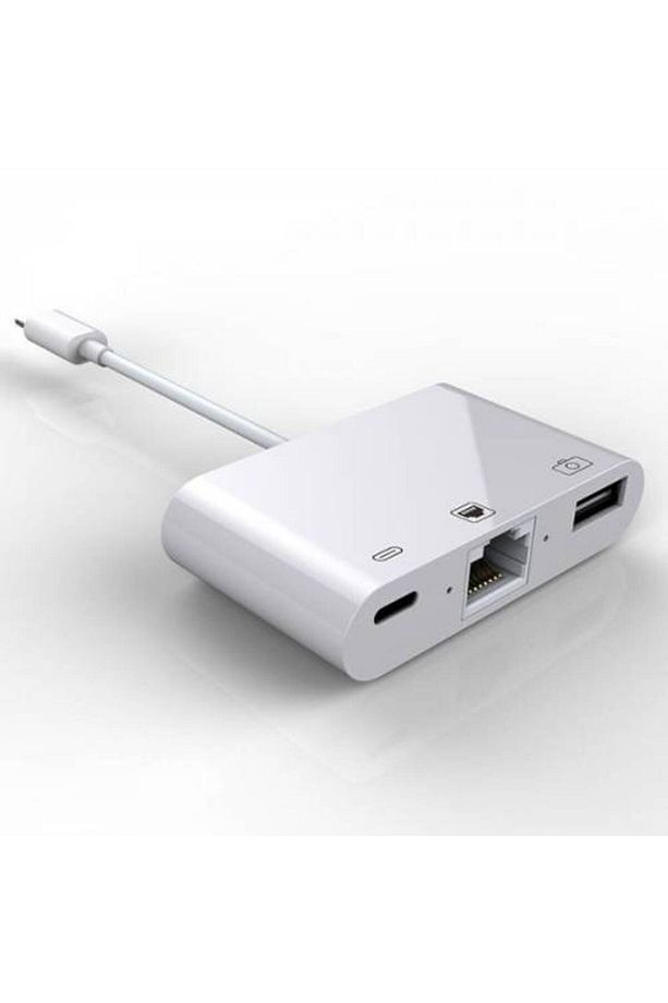 Polham Apple Ipad Ve Iphone Için Internet, Şarj Ve Kamera Dönüştürücü Kablosu, 3in1 Rj45 Adaptör - 2