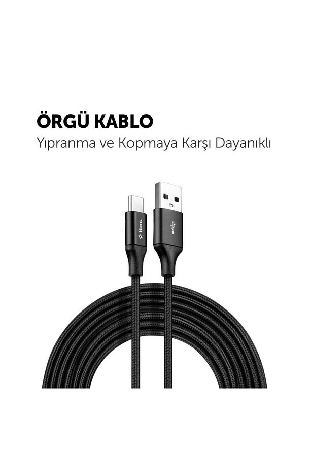 3 Metre Süper Hızlı Örgülü Usb To Type C Şarj Ve Data Kablosu, Kopmaz Ekstra Dayanıklı Kablo - 3
