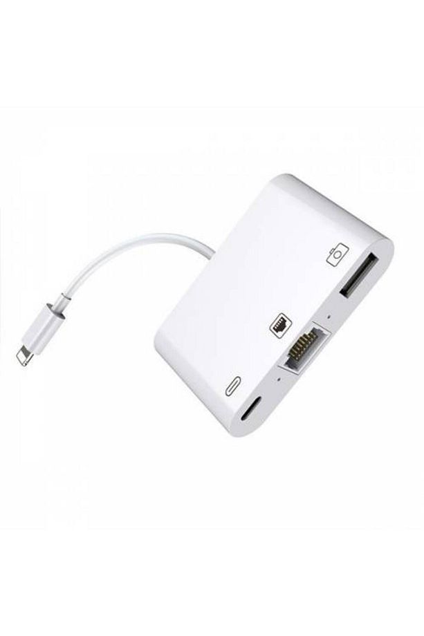 Polham Apple Ipad Ve Iphone Için Internet, Şarj Ve Kamera Dönüştürücü Kablosu, 3in1 Rj45 Adaptör - 4