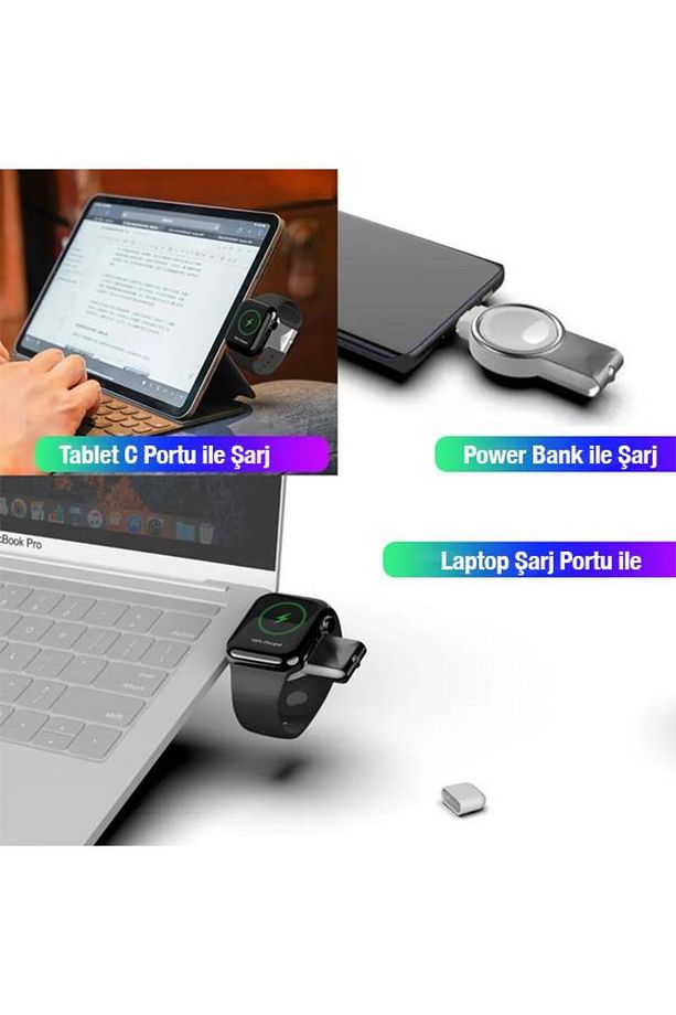 Polham Usb Ve Type C Girişli Apple Watch 1,2,3,4,5,6,7,8 Ve Se Akıllı Saat Şarj Aleti, Akım Korumalı - 2