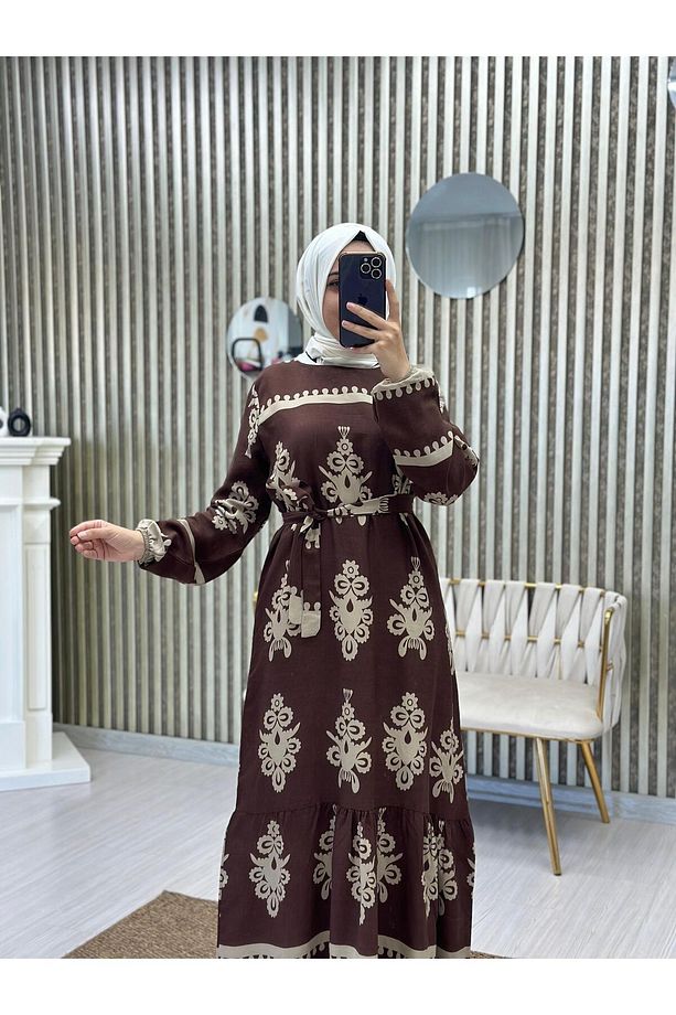 KUŞAK DETAY YAZLIK VİSCON ELBİSE - 3