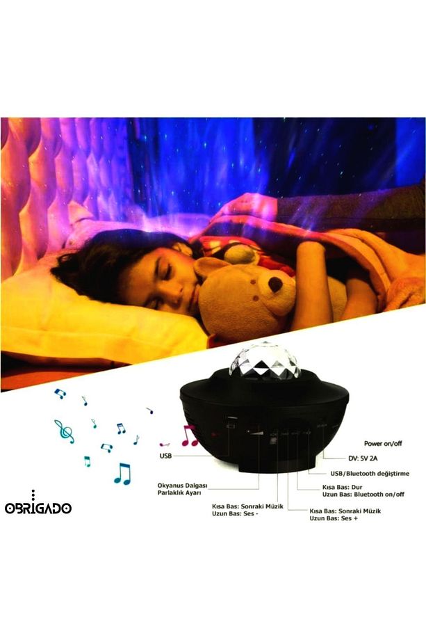 Projektör Bluetooth Hoparlör Disko Parti Gece Lambası Tavan Aydınlatıcı Doğum Günü Sevgiliye Hediye - 3