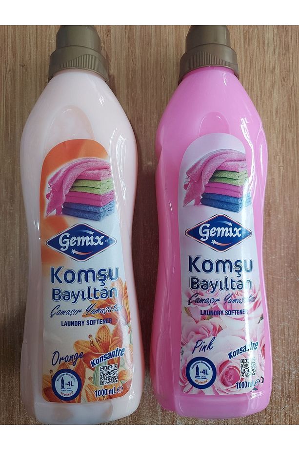 Gemix Komşu Bayıltan Konsantre Yumuşatıcı Turuncu Pembe 1000 ml x 2 Adet - 1