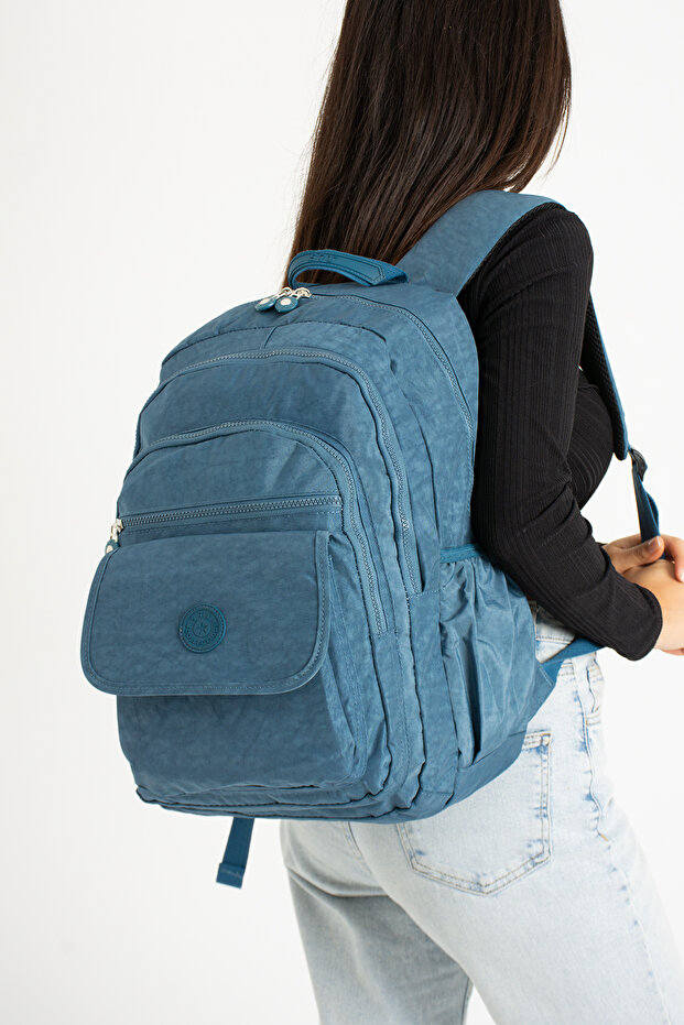 حقيبة مدرسية ميجا متعددة الأقسام مع سلسلة مفاتيح على شكل قرد - 2