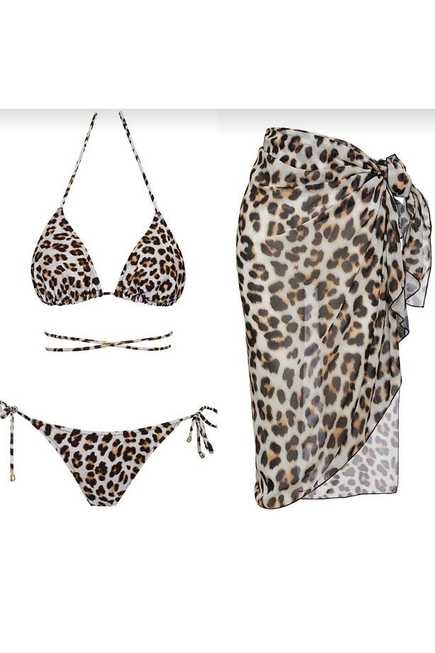 Leopardia bikini pareo set - 1