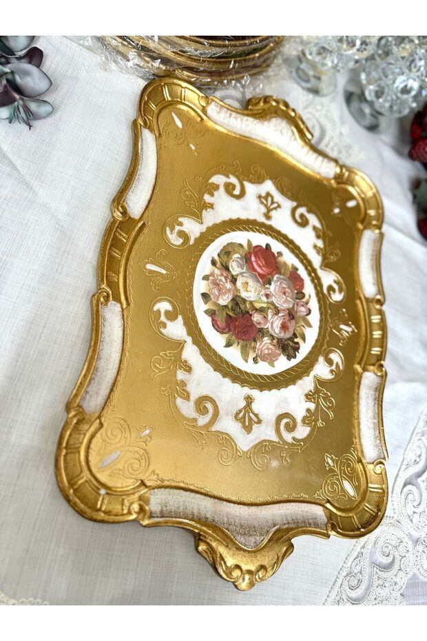 Esterhomedecor Orijinal Italyan Gül Ağacı Tepsi Büyük Boy Kulpsuz 36*45cm - 1