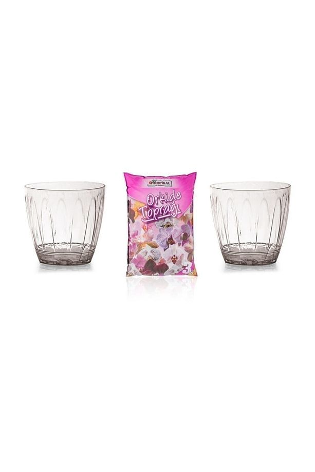 2 Adet 1.5 Litre Şeffaf Orkide Saksı Ve 3 Litre Orkide Toprağı - 1