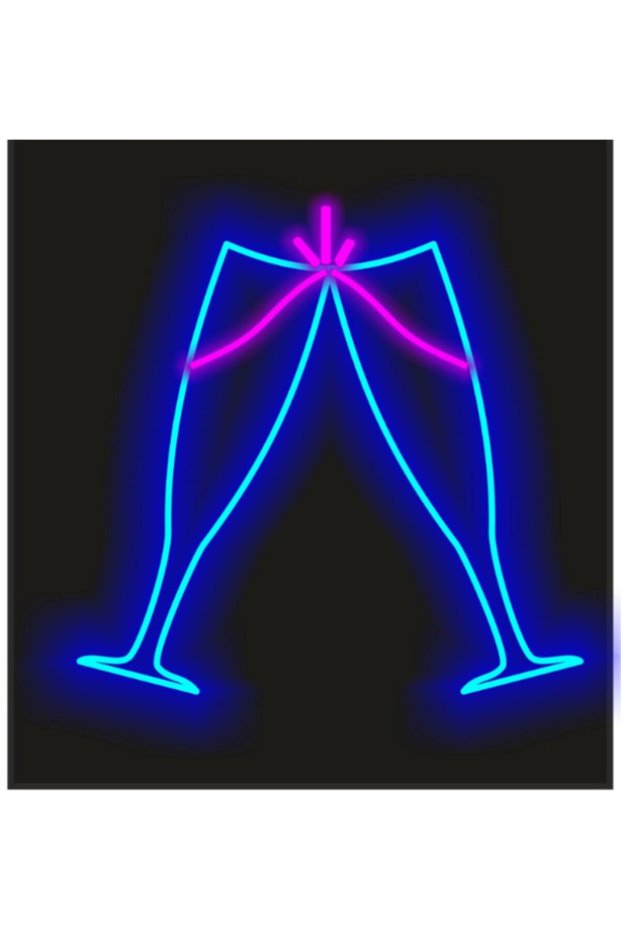 Neon Led Cocktail Glass Decorative Illuminated Figure