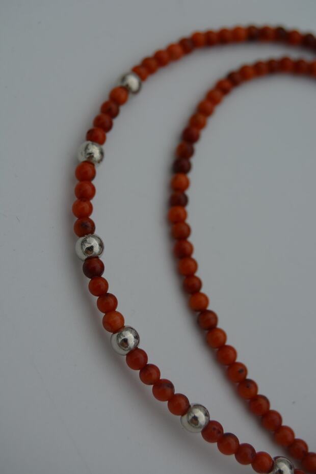 Coral Stone Snowflake Ladies Natural Stone Necklace