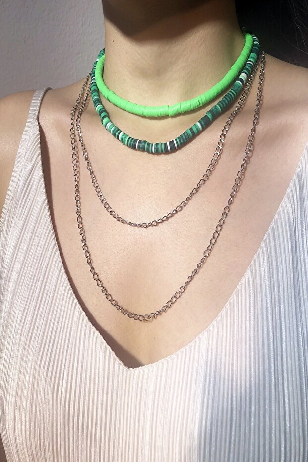 Women's Colorful 2-Piece Fimo Necklace Set