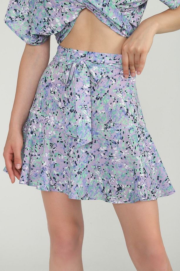Daisy Lila Desenli Şort Etek - 2