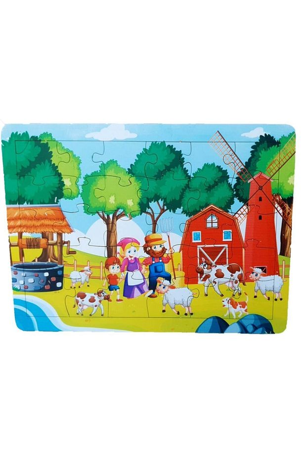 Ahşap Puzzle Yapboz Aile Çiftlik Hayvan ve İnsan Puzzle Çocuk Oyuncak - 1