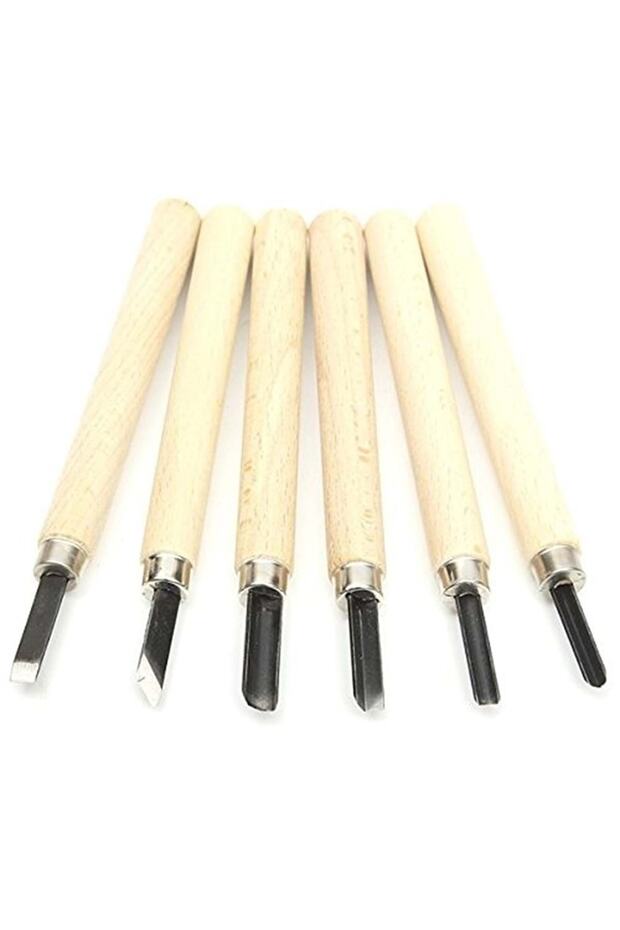 Wood and Ceramic Carving Set 6 Pieces H.S