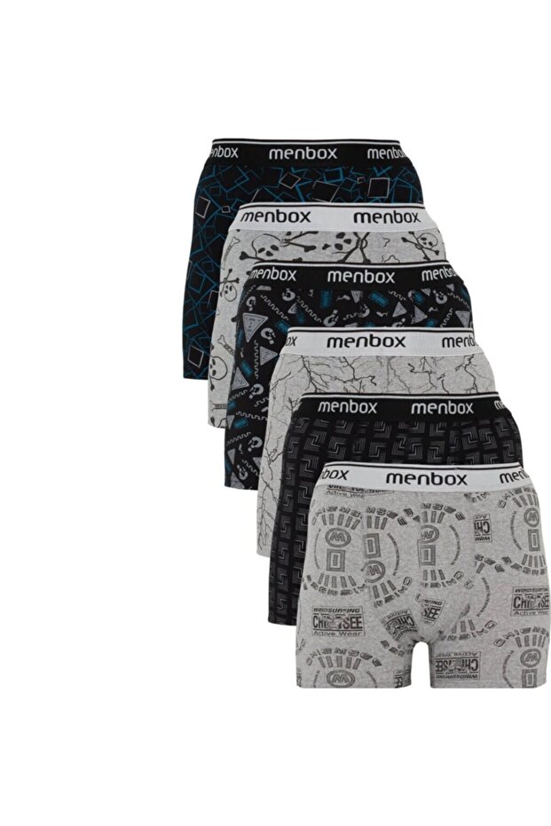 Menbox 6 Pack Patterned Lycra Classic Men's Boxers - 1