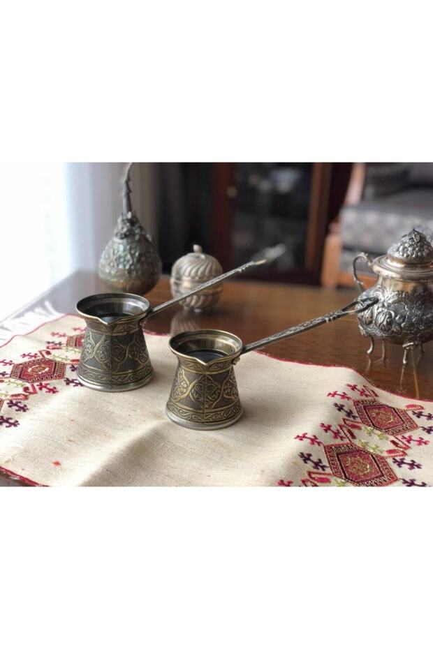 Bakır Tek Kişilik Desenli Cezve - 4