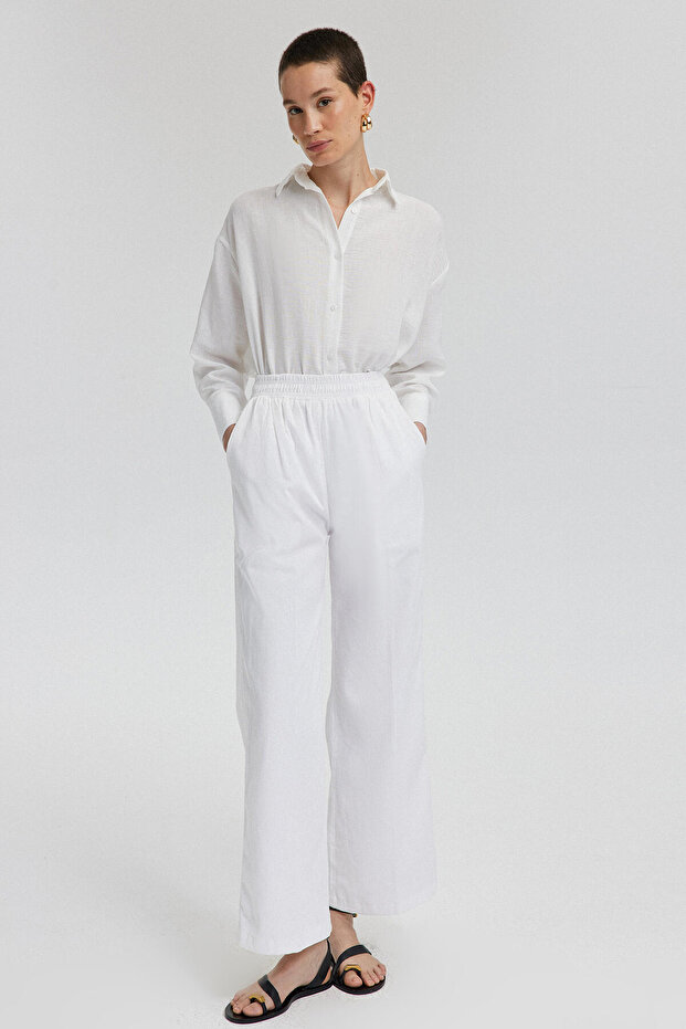 Spodnie z wysokim stanem i szerokimi nogawkami - 1