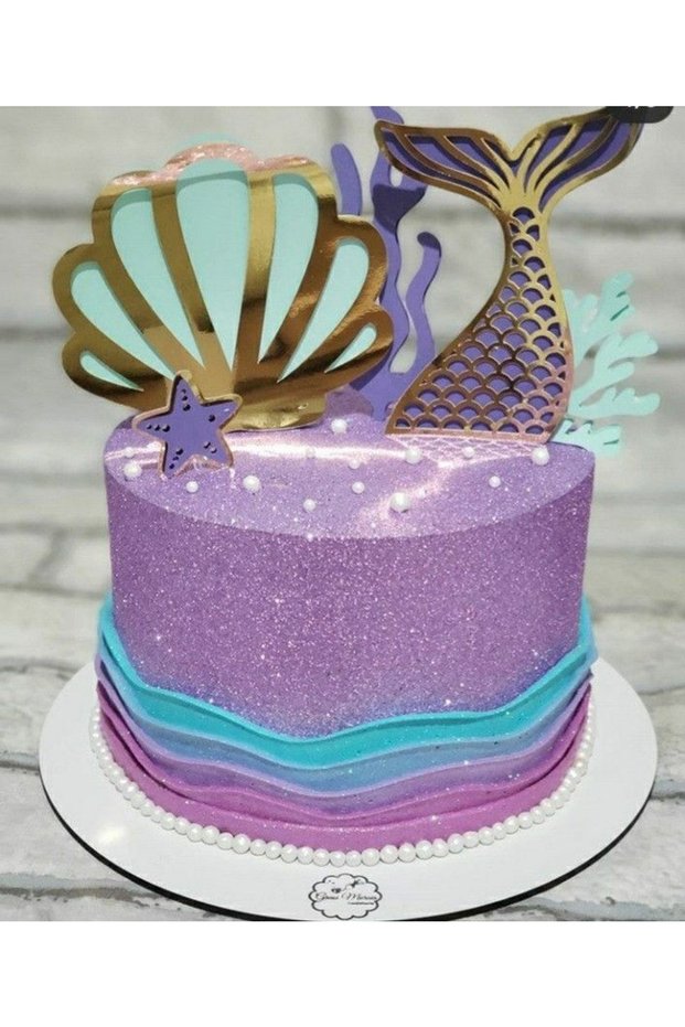 Mono Design Mermaid Cake Decoration - 3 Pieces