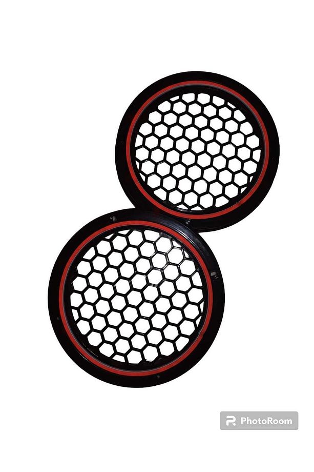 20cm Kırmızı Neon Işıklı Hoparlör ve Midrange Kapağı 1takım (2adet) Vidalanabilir - 3