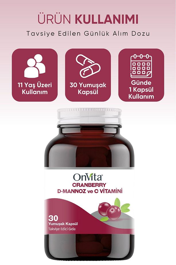 Cranberry D-mannoz Ve C Vitamini 30 Yumuşak Kapsül - 2