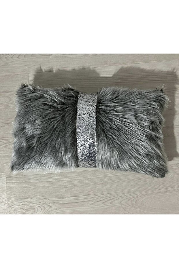 غطاء متوافق مع وسادة رمي مخططة مستطيلة من القطيفة - 2