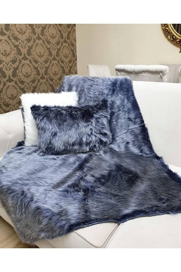 Plush Sofa Throw - Navy Blue
