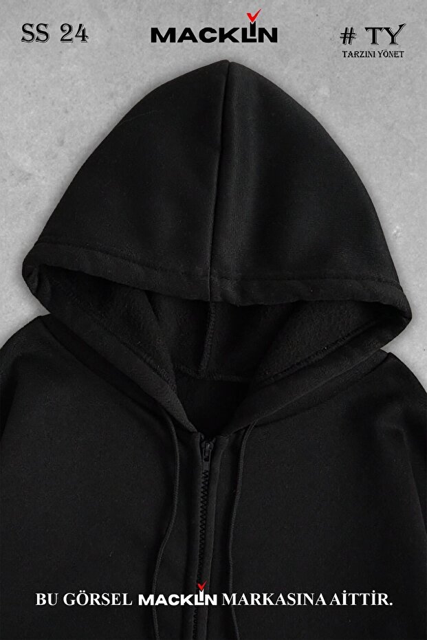 سويت شيرت بسحاب أساسي بغطاء للرأس للجنسين - 3