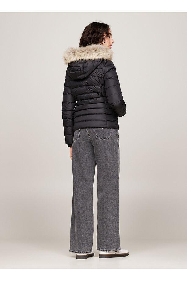 Siyah Kadın Şişme Mont TJW BASIC HOODED DOWN JACKET EXT - 4