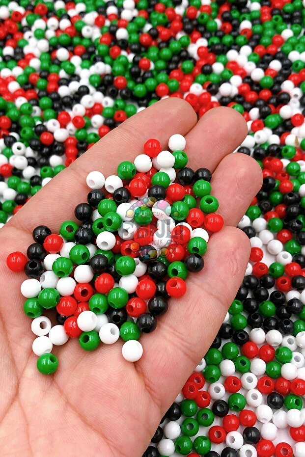 8 mm Luxury Palestinian Flag Acrylic Beads Colorful Jewelry Making Bead(50 Gr)