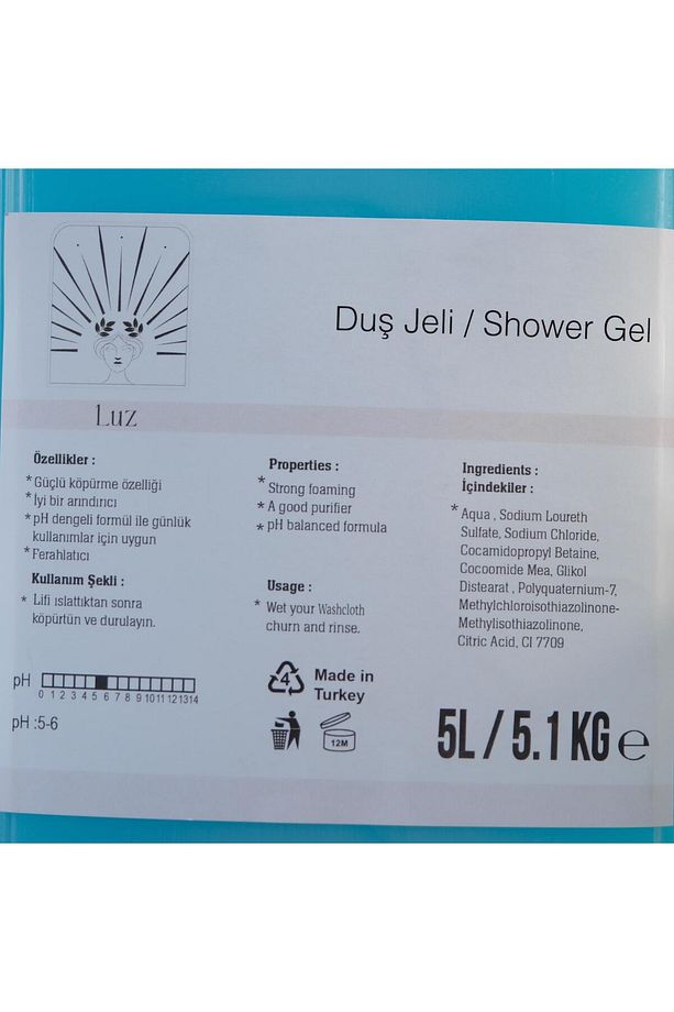4 adet LUZ 5 litre Bidonla Litrelik Otel, Kuaför, Berber ve Günlük Dökme Şampuan ve Duş Jeli - 8