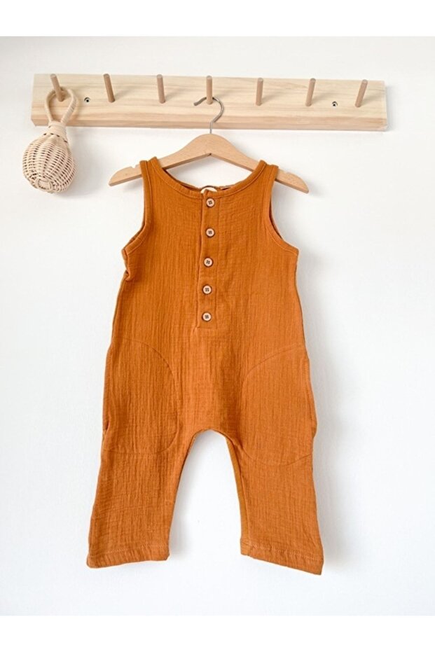 Mustard Muslin Strappy Salopet Jumpsuit Summer 100% Cotton