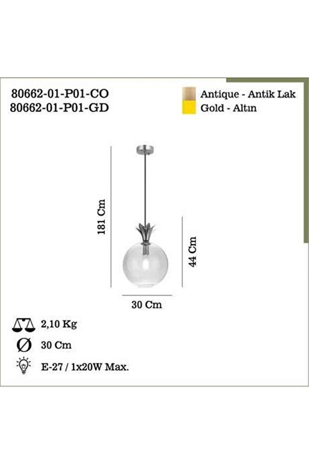 LUZZO ALTIN TEKLI SARKIT 1XE27 - 2
