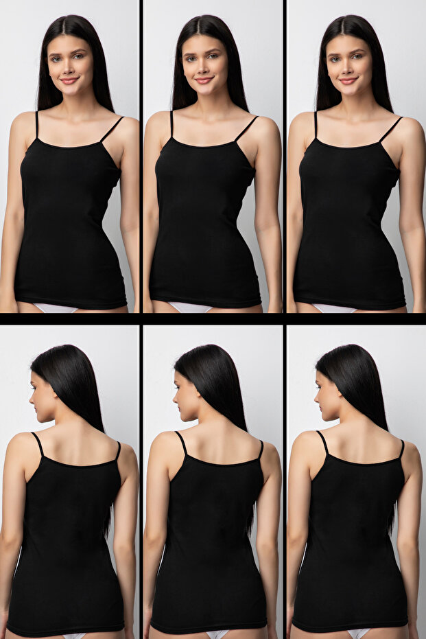 Pack of 6 Women's Ribbed Strap Tank Tops (1312)