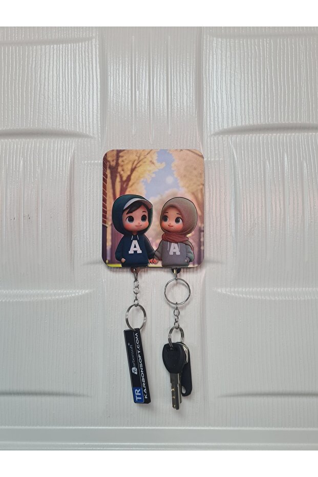 Figured Women's and Men's Keychain and Strap - with Headscarf