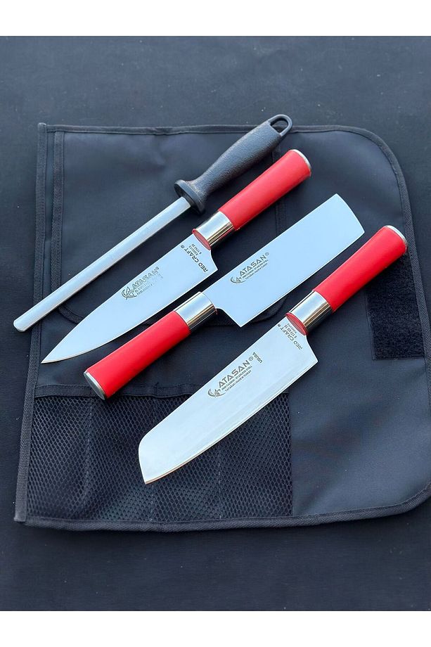 Red Craft Şef Çantalı Şef, Kasap, Mutfak Bıçak Seti 4 Parça - 3
