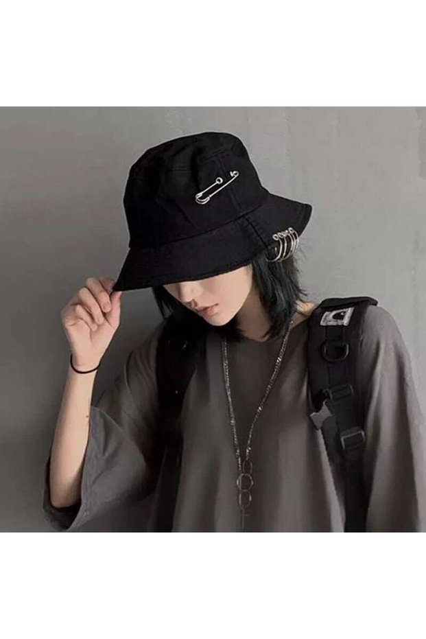 Brooch Ring Bucket Hat Men Women Sun Hat Fashion Stylish Fisherman Cap