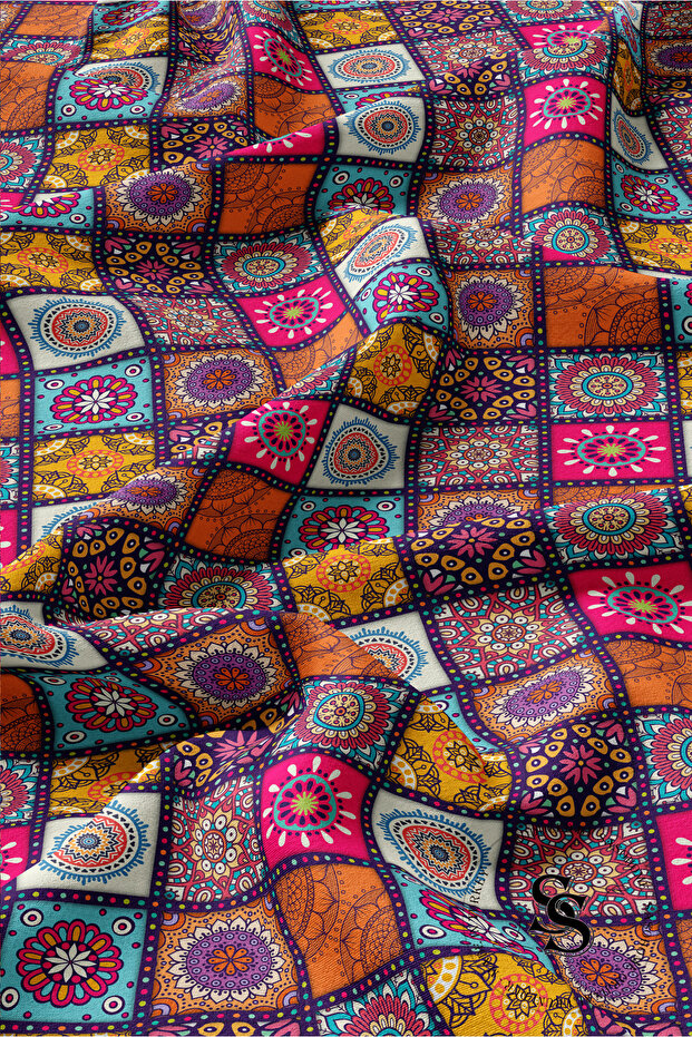 عداء رقمي مطبوع بنمط ماندالا مرقع - 2