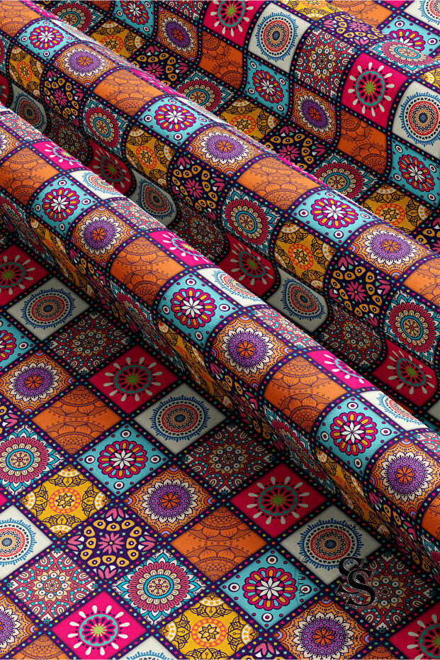 عداء رقمي مطبوع بنمط ماندالا مرقع - 5