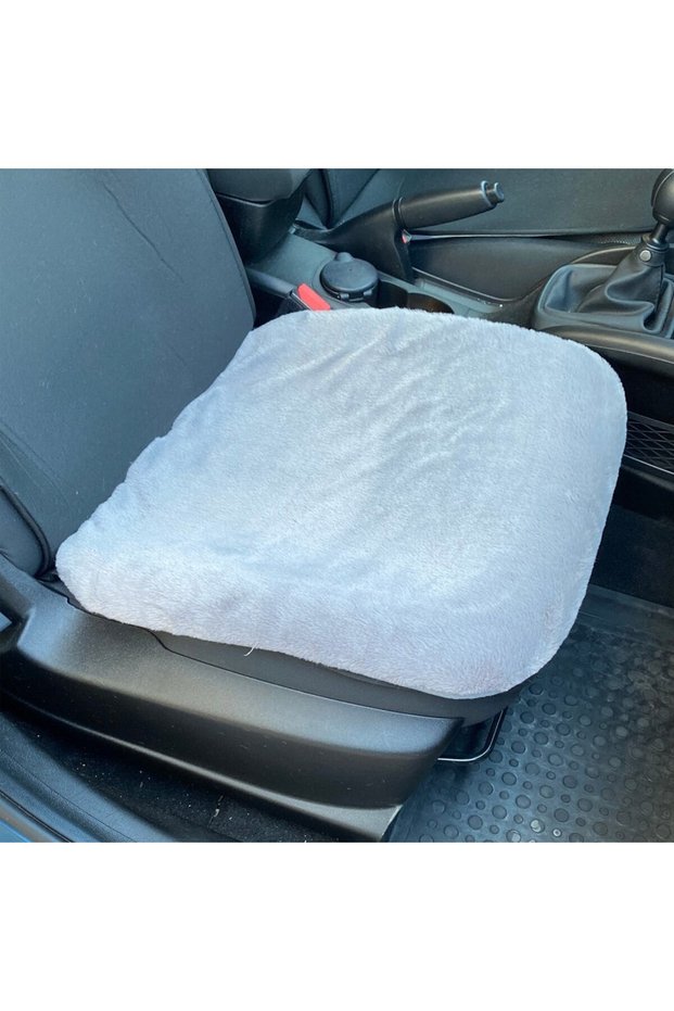 Soft Furry Plush Pave Car Seat Protector Cushion Front Single Gray
