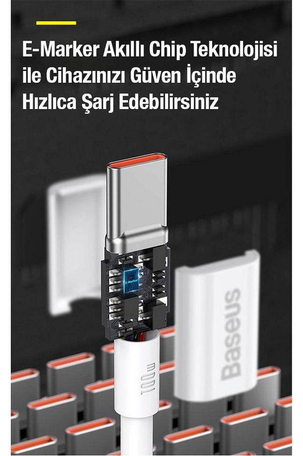Super Şarj 1mt 100w Type-c To Type-c Şarj Data Kablosu Laptop Notebook Macbook Pro Şarj Kablo - 5