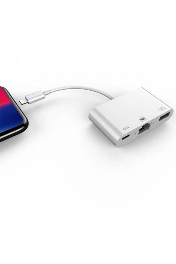 Polham Apple Ipad Ve Iphone Için Internet, Şarj Ve Kamera Dönüştürücü Kablosu, 3in1 Rj45 Adaptör - 3