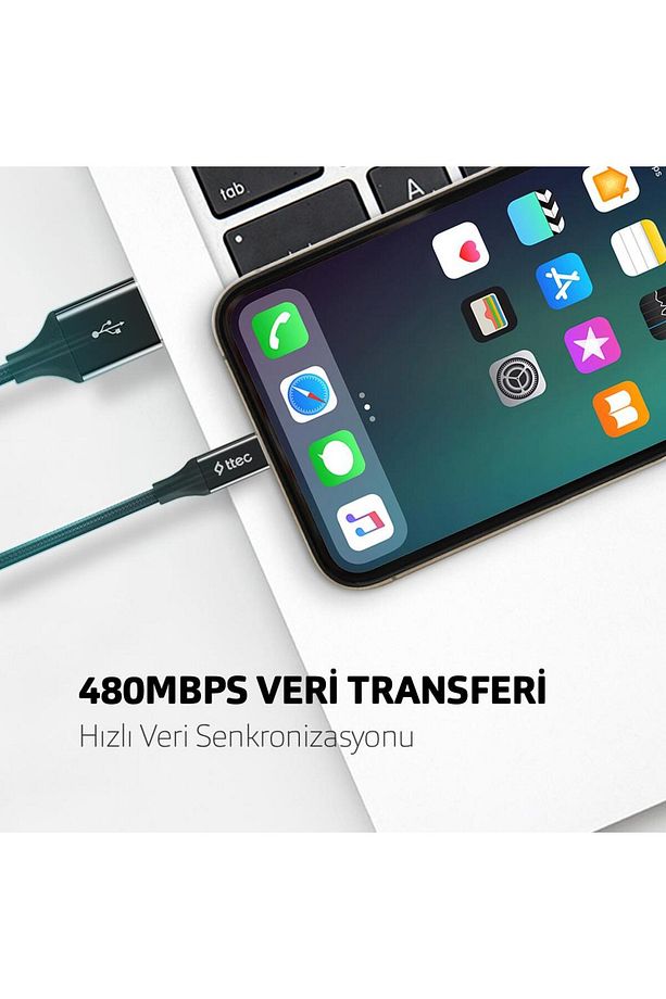 Super Şarj Örgü Tasarım1.2mt Iphone Şarj Kablo Iphone 11 12 13 14 Pro Max Şarj Kablosu 480mbps - 5