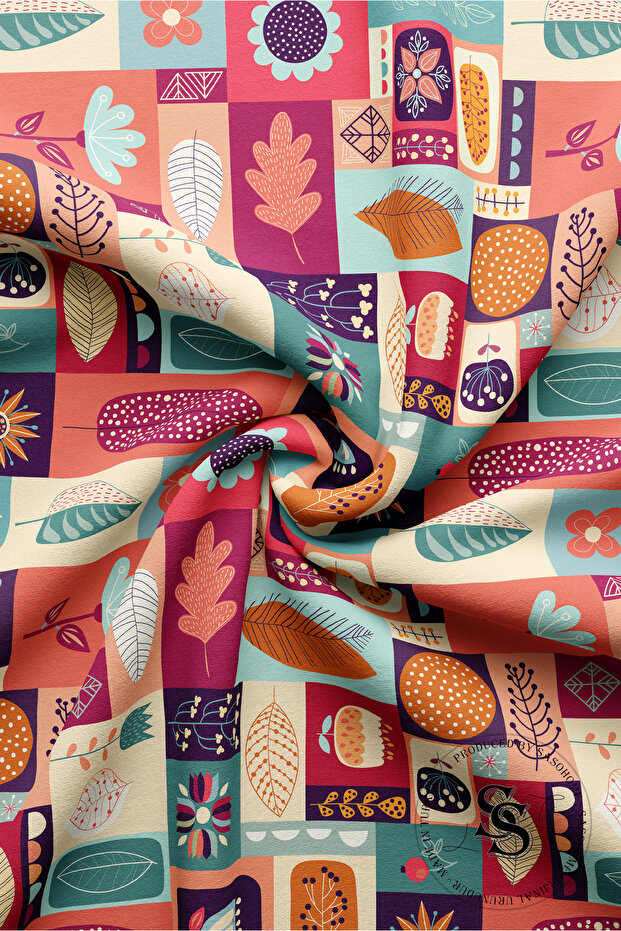 Patchwork Mandala Desenli Dijital Baskılı Runner - 2