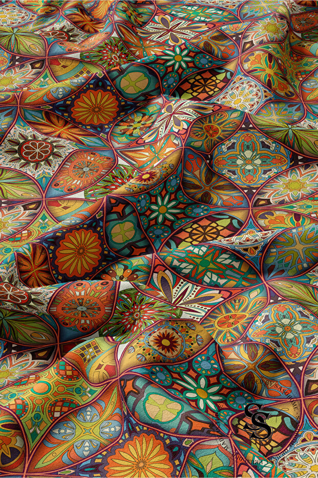 Patchwork Mandala Desenli Dijital Baskılı Runner - 3