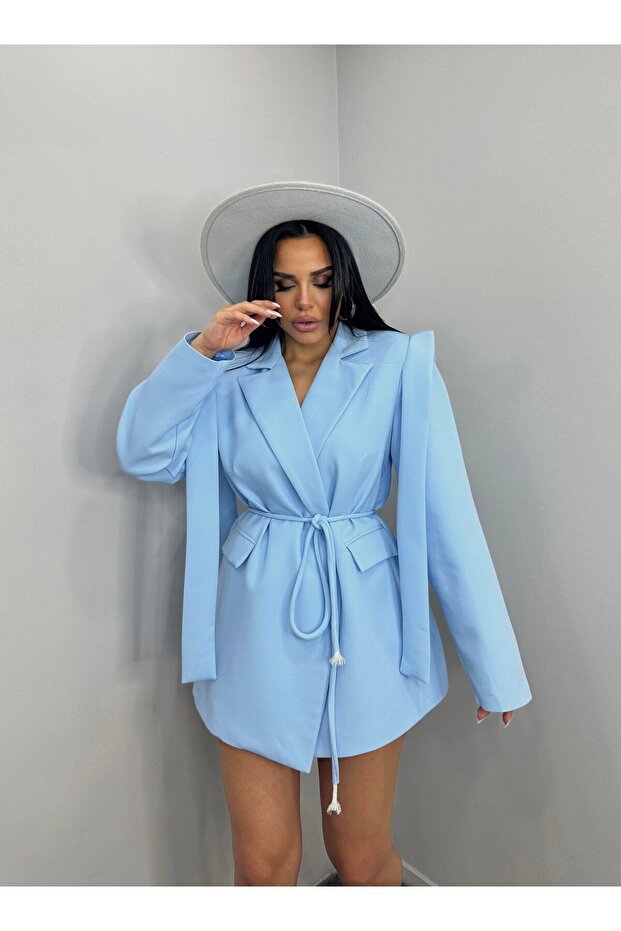 Tie-Detail Oversized Blazer Jacket