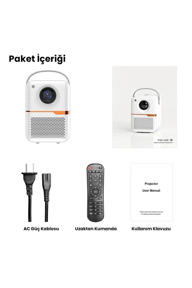 T6 Promax Android Projektör Wifi Bluetooth 240 Inç Ekran Yansıtma Dahili Hoparlör - 2