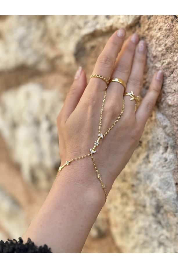 Zena Taşlı Şahmeran 14 Ayar Altın Kaplama 925 Ayar Gümüş - 1